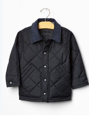 GAP Kids Quilted Barn Jacket - Navy with Corduroy Collar 3T like new